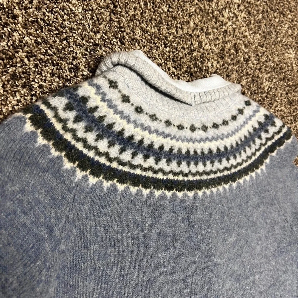 Eddie Bauer 100% Lambswool Fair Isle Nordic Zip Cardigan Sweater M Vintage‎